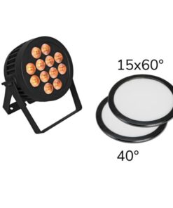 EUROLITE Set LED IP PAR 12x8W QCL Spot + 2x Diffuser cover (15x60° and 40°)