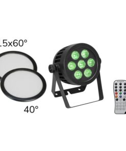 EUROLITE Set LED IP PAR 7x8W QCL Spot + 2x Diffuser cover (15x60° and 40°)