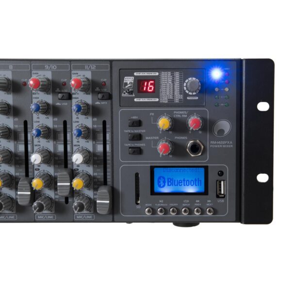 OMNITRONIC RM-1422FXA USB Rack Power Mixer