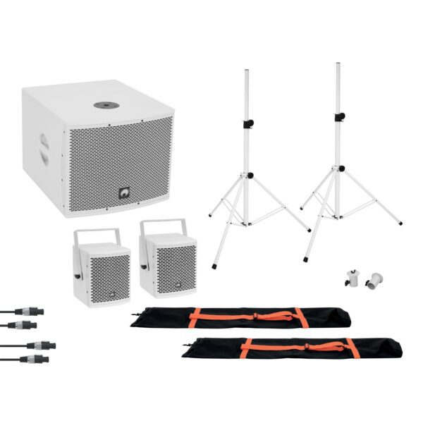 OMNITRONIC Set MOLLY 2.1 Active System Sub + 2x Top + Accessories, white