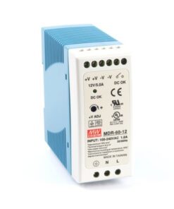 Alimentatore Rotaia Industriale 5A Barra Guida DIN Rail Single Power Supply Universale Mean Well MDR-60-12