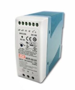 Alimentatore Rotaia Industriale  60W 24V 2,5A Barra Guida DIN Rail Single Power Supply Universale Mean Well MDR-60-24