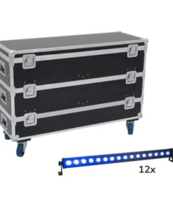 EUROLITE Set 12x LED IP T-Bar 16 QCL Bar + Case with wheels