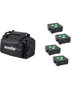 EUROLITE Set 4x AKKU IP Flat Light 3 bk + Soft-Bag