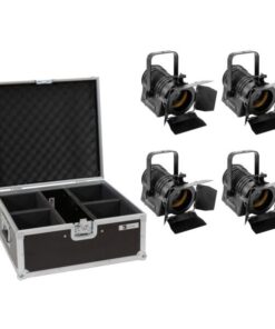 EUROLITE Set 4x AKKU THA-20PC TRC Theater-Spot bk + Case