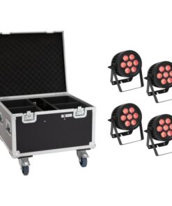 EUROLITE Set 4x LED IP PAR 7x8W QCL Spot + Case with wheels
