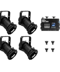 EUROLITE Set 4x PAR-16 Spot bk dim2warm + EDX-4 DMX RDM LED Dimmer pack