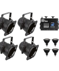 EUROLITE Set 4x PAR-38 Spot bk dim2warm + EDX-4 DMX RDM LED Dimmer pack
