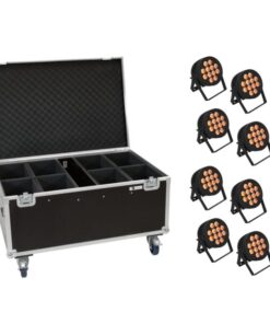 EUROLITE Set 8x LED IP PAR 12x8W QCL Spot + Case with wheels
