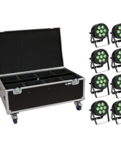 EUROLITE Set 8x LED IP PAR 7x8W QCL Spot + Case with wheels