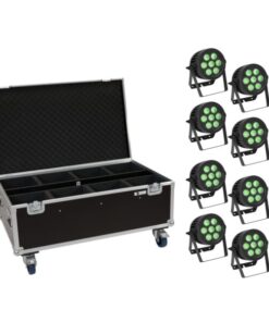 EUROLITE Set 8x LED IP PAR 7x9W SCL Spot + Case with wheels
