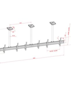 PCM4555S-3 Triple Screen Ceiling Mount Short Da 45" a 50" - inclinabile di 20Â° verso il basso - lunghezza regolabile