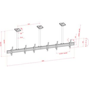 PCM4555S-3 Triple Screen Ceiling Mount Short Da 45" a 50" - inclinabile di 20Â° verso il basso - lunghezza regolabile