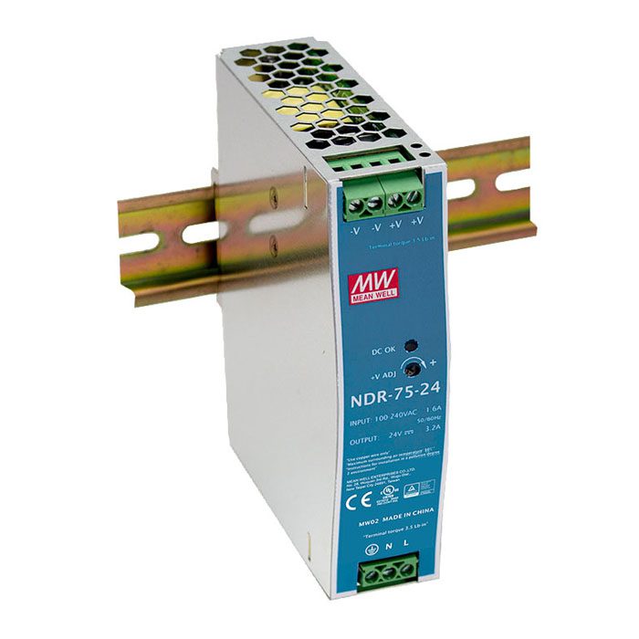 DIN Rail Power Supply 75 W/24 VDC Mean Well NDR-75-28
