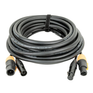 FP23 Hybrid Cable - Power Pro True & 5-pin XLR - DMX / Power 10 m, rivestimento di colore nero