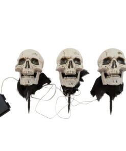 EUROPALMS Halloween Skeleton Head with Stake, Set of 3, 29cm