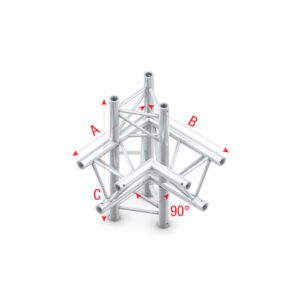 Pro-30 Triangle F Truss - T-Cross vertical 3-way, apex down - 50 cm ATF35sp - 90Â° corner - silver - F