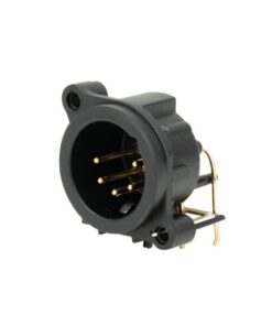 XLR 5-pin male chassis Placcato oro - montaggio orizzontale su PCB - IP40 - nero