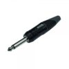 Connettore JACK 6.35 mm 1/4, maschio volante mono 2 poli, colore nero, pressa cavo grigio