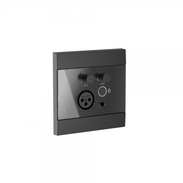 Pannello da incasso universale - Ingresso microfonico e linea, ricevitore Bluetooth, 80x80 mm, nero
