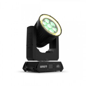 Proiettore a testa mobile Beam Wash con anello led 12 zone pixel-mappable, sorgente luminosa 7 led