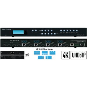 Key Digital KD-MLV4x4Pro Matrice HDMI-VGA POH/HDBT + 4 Ricevitori extender Audio analogico Multiview 4/in 4/out 4K - EDID