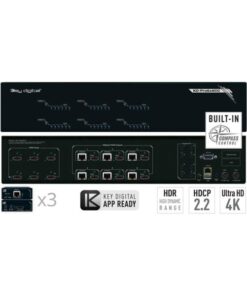 Key Digital KD-Pro6x6CC Matrice HDMI 6/in 6/out HDBaseT con 3 Ricevitori XRWRx Cat5e/6 4K - HDCP2.2 - HDR - EDID control - Compass control - Audio Out