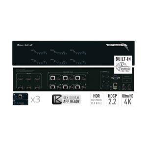 Key Digital KD-Pro6x6CC Matrice HDMI 6/in 6/out HDBaseT con 3 Ricevitori XRWRx Cat5e/6 4K - HDCP2.2 - HDR - EDID control - Compass control - Audio Out