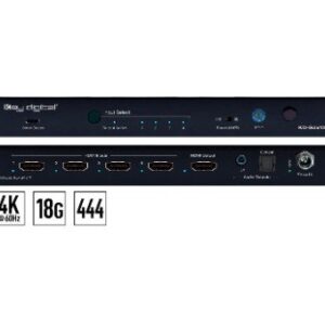 Key Digital KD-S4x1X Commutatore 4x1 HDMI 4K/18G - HDCP2.2 - EDID control con De-Embedder audio ottico, PCM, L+R