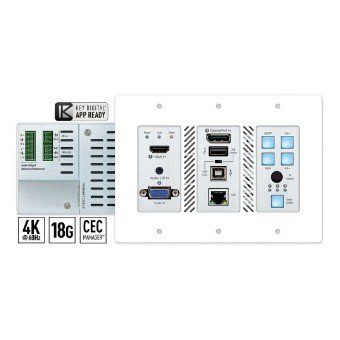 Key Digital KD-X3x1WUTx Selettore 3x1 da parete con HDMI, Display Port, VGA, Audio De-Embedder