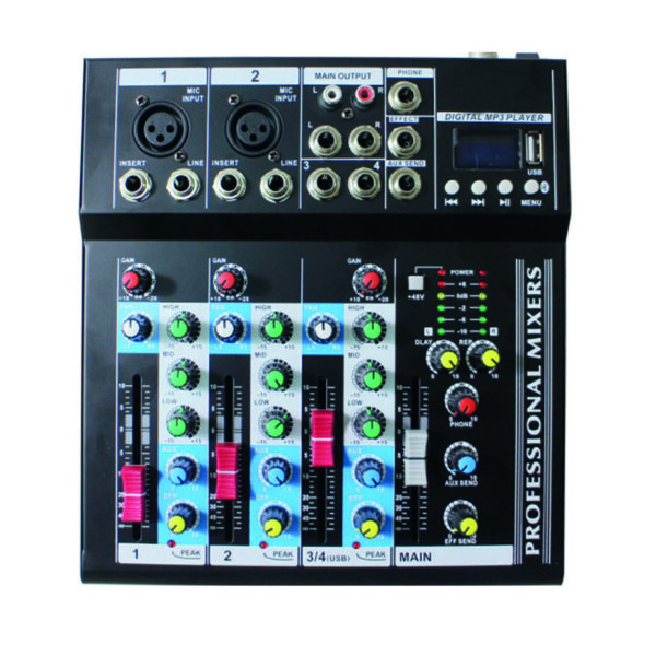 Sound Mix F4-MB Mini Mixer 4 Ingressi con Lettore MP3/USB e Bluetooth