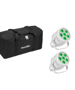 EUROLITE Set 2x LED Silent Par 6 QCL Floor wh + Soft-Bag