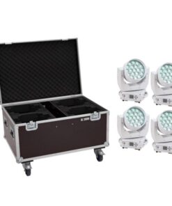 EUROLITE Set 2x LED TMH-X4 Moving-Head Wash Zoom ws + Case with wheels