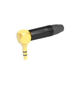 Jack Plug 3.5 mm Stereo - 90Â° Contatti di colore oro - alloggiamento di colore nero - tappo di chiusura nero