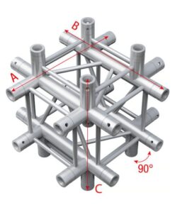Pro-30 Square F Truss - Cross up/down 6-way - 50 cm QCF65sp - 90Â° corner - silver - F