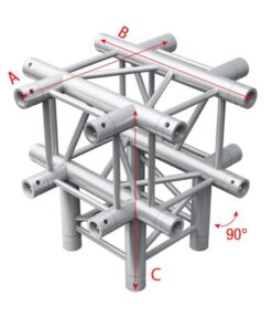 Pro-30 Square P Truss - Cross up/down 6-way - 50 cm QCB65sp - 90Â° corner - silver - P