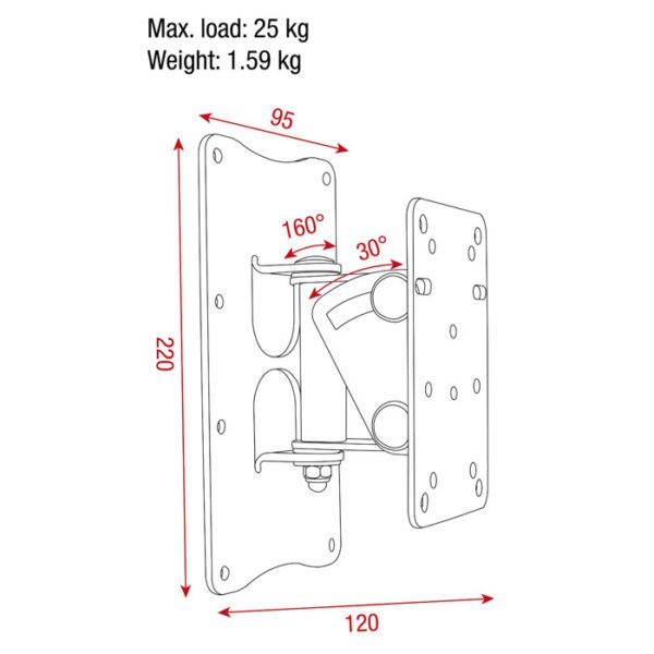 Speaker Wall Mount Inclinazione e panoramica 30°x160°