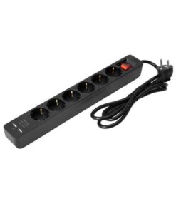 EUROLITE Distributor ON-1 6-fold + 2 USB bk