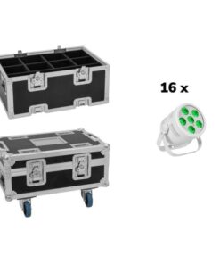 EUROLITE Set 16x LED Silent Par 6 QCL floor wh + Case
