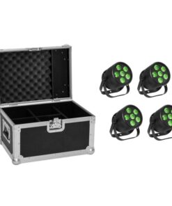 EUROLITE Set 4x LED Silent PAR 6 QCL Floor bk + Case