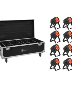 EUROLITE Set 8x AKKU IP PAR 7 QCL CRMX MK2 + Case with charging function