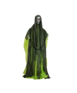 EUROPALMS Halloween Figure Skeleton with green cape, animated, 170cm