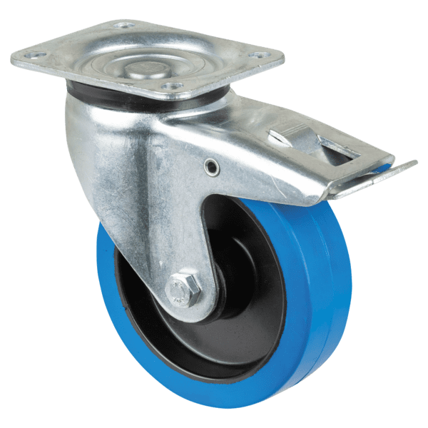 Swivel Blue wheel 125 mm - con freno