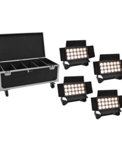 EUROLITE Set 4x AKKU Multiflood IP 18x10W RGBW Wash CRMX + Case with wheels