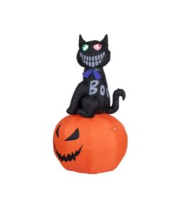 EUROPALMS Halloween Inflatable Figure Cat with Pumpkin, 183cm