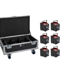 EUROLITE Set 6x AKKU UP-4 QCL Spot QuickDMX MK2 + Flightcase with wheels and charging function