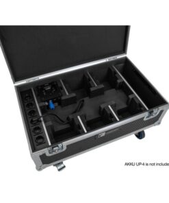 ROADINGER Flightcase 6x AKKU UP-4 QCL Spot QuickDMX MK2 with charging function and wheels