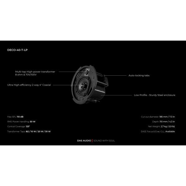 DECO-40-LP COPPIA CASSE ACUSTICA DA SOFFITTO 4" 2VIE, ALTOPARLANTE DA SOFFITTO