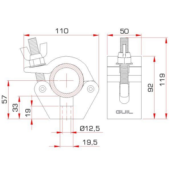 ABZ-32 ALISCAF DOPPIO SNODABILE PER TUBIDA 45-52 MM - PORTATA 750 KG