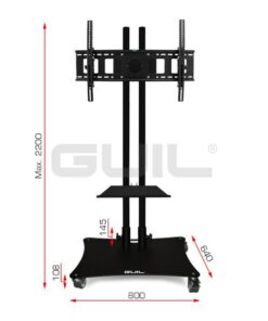 PTR-08GN SUPPORTO MOBILE PER SCHERMI (REGOLABILEFINO A 80") COLORE NERO